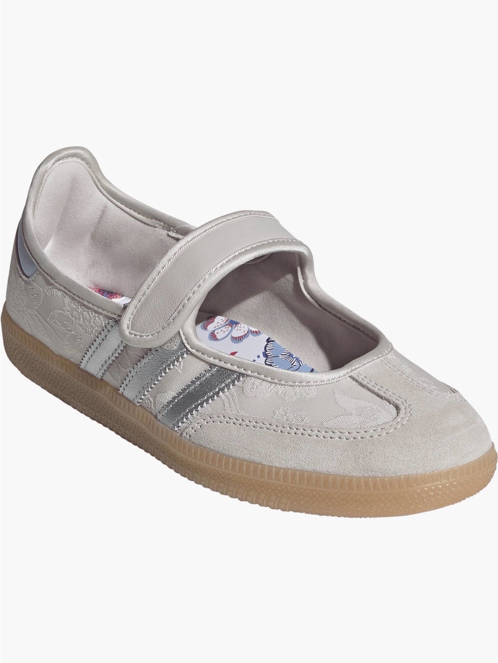 adidas Silver Samba Jane Sneaker with Gum Sole Liberty London collaboration JAH